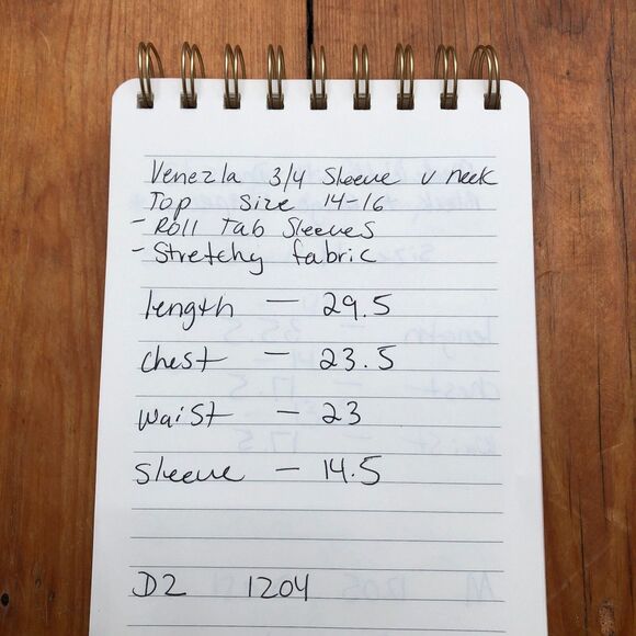 Venezla Womens 3/4 Sleeve Striped V Neck Button Front Shirt Top Blue Size 14-16 - Picture 13 of 13